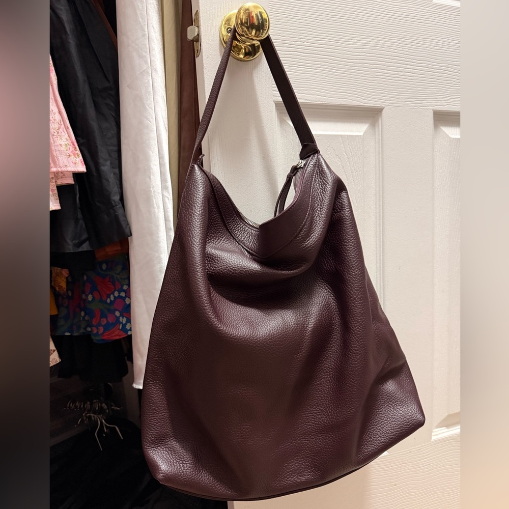 Everlane plum dark purple leather hobo bag